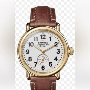Mens Shinola argonite runwell 47 mm stainless steel watch NWT